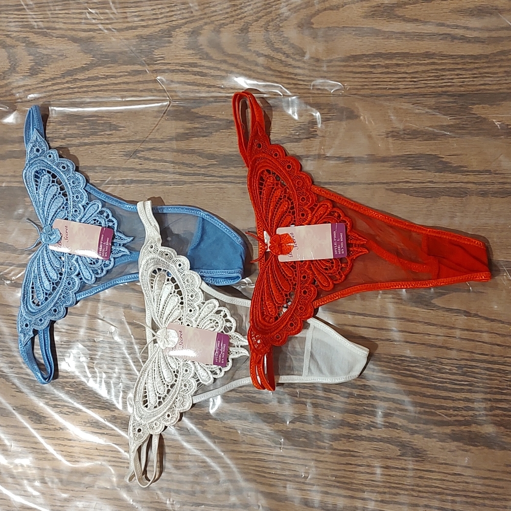 Set of 3 Butterfly G-string Panties - Large